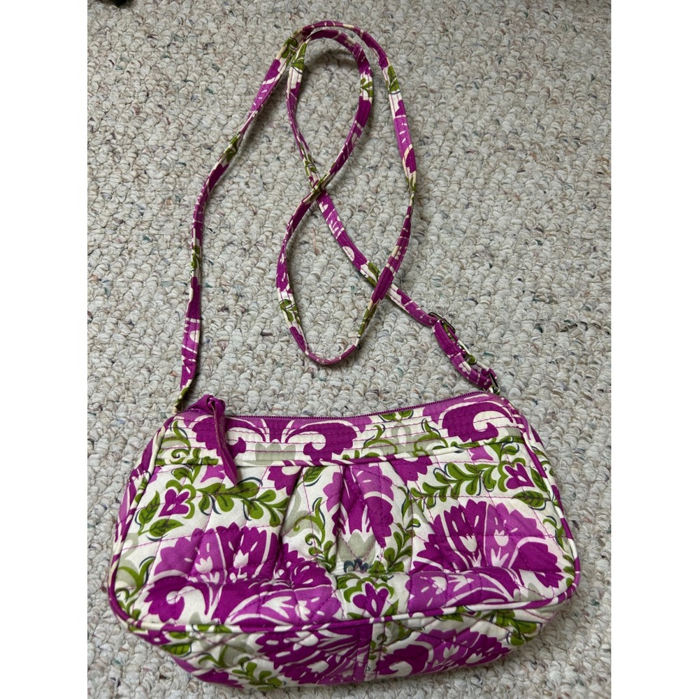Vera Bradley Crossbody Shoulder‎ Bag Floral Purple Green Quilted Purse